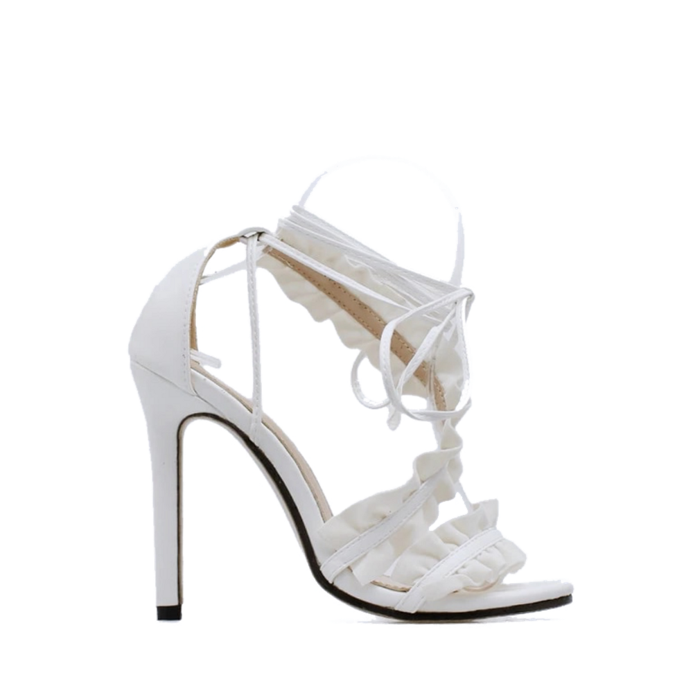 White hot sale ruffle sandals