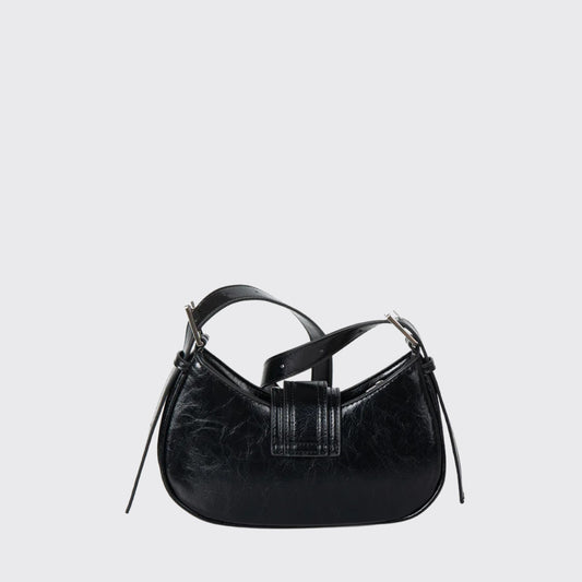 Black Buckle-Detail Shoulder Bag