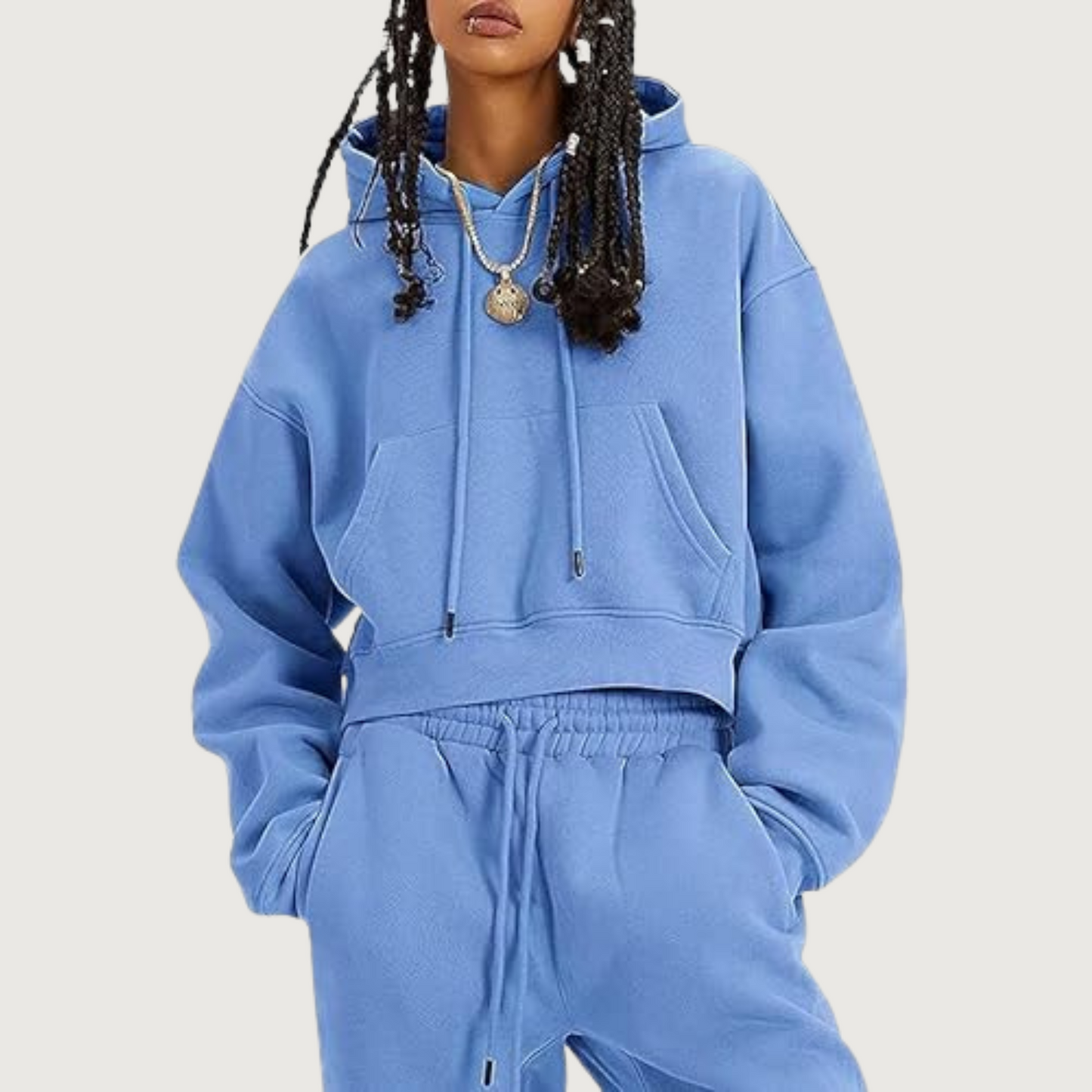Blue Hoodie And Pants Matching Set