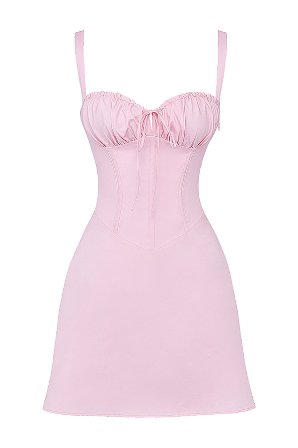 Petite Pink Lace Corset Mini Dress, Petite