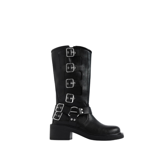 Black Leather biker boots