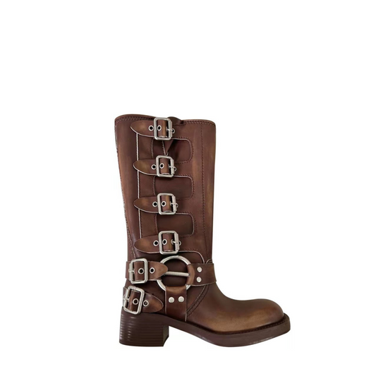 Brown Leather biker boots