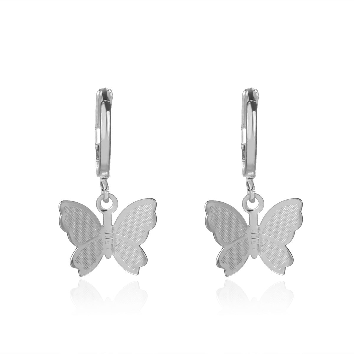 Silver Fluttering Butterfly Earrings and Necklace Set