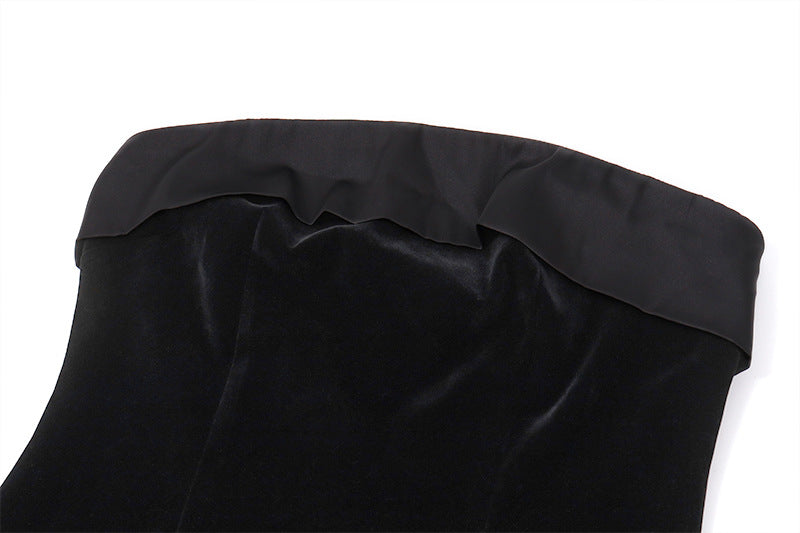Black Strapless Velvet Mini Dress