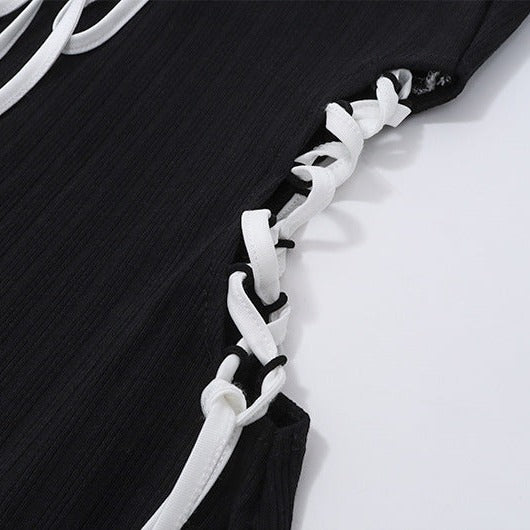 Black and White Two-Tone Laces Dress