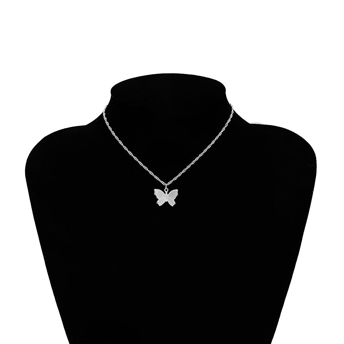 Silver Fluttering Butterfly Earrings and Necklace Set