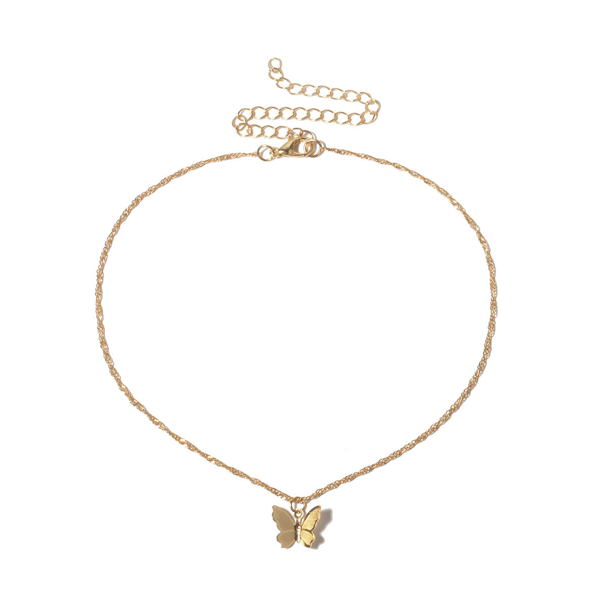 Golden Fluttering Butterfly Earrings and Necklace Set