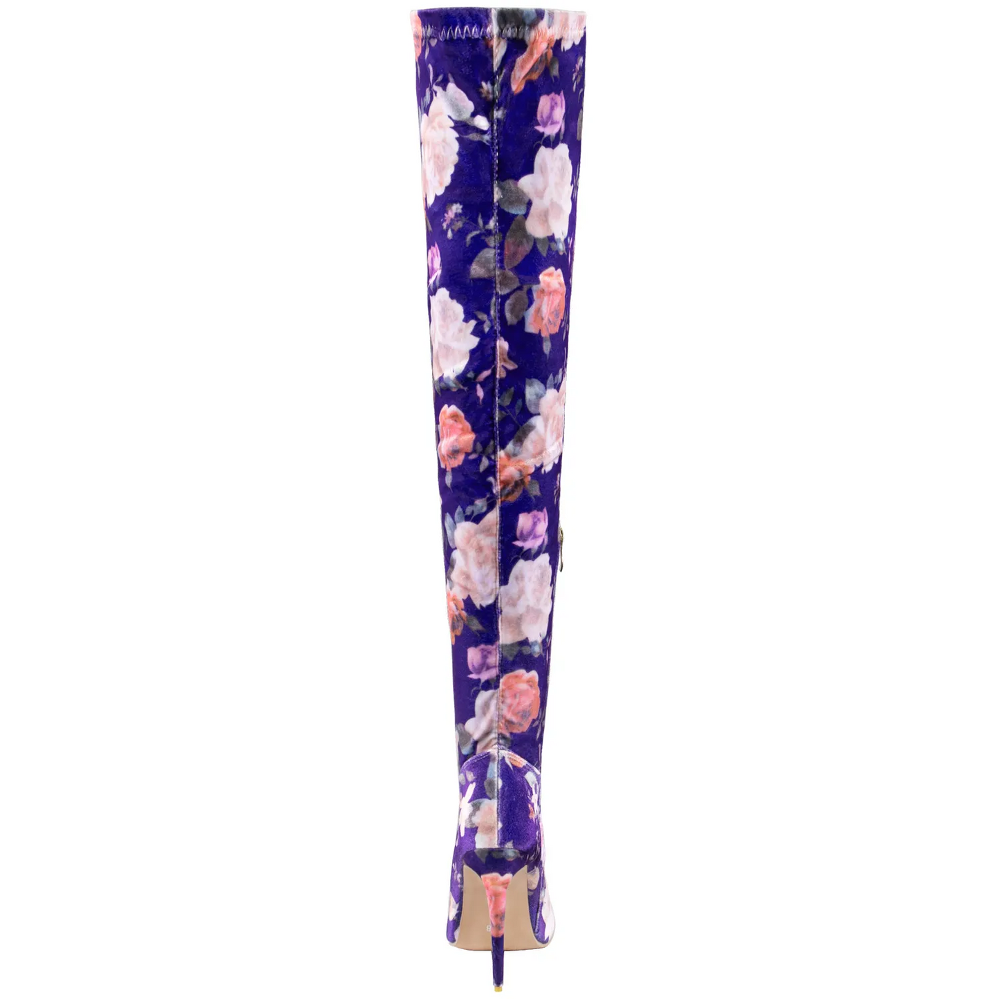 Floral Blue Thigh High Stiletto Heel Boots