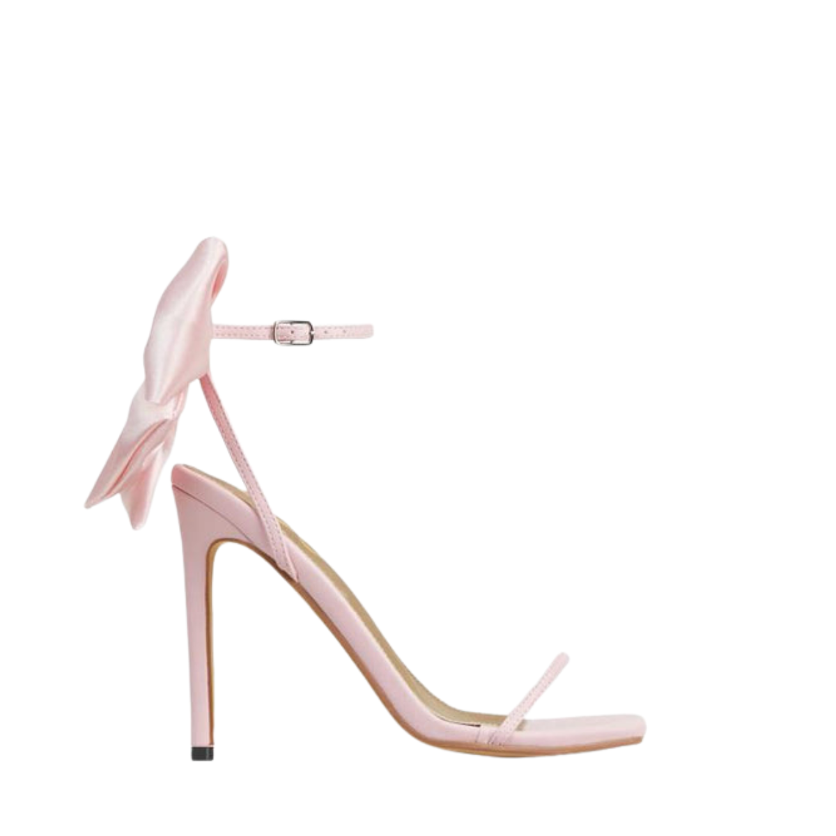 Pink Ankle Strap Back Bow Heels