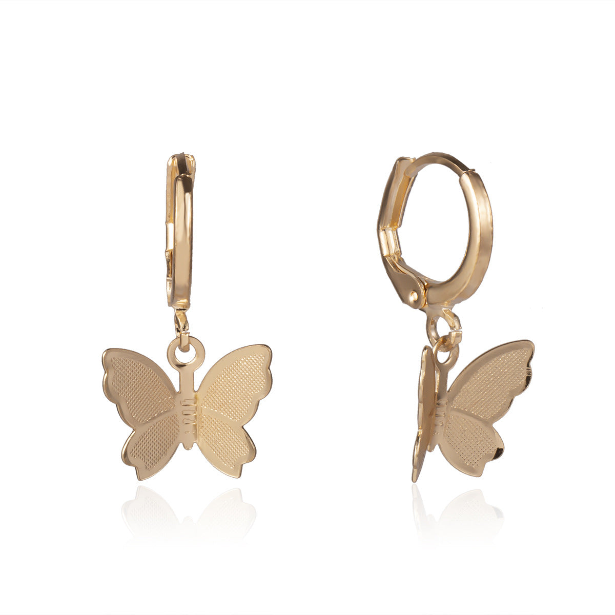 Golden Fluttering Butterfly Earrings and Necklace Set