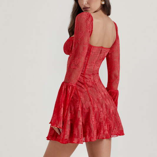 Red Vintage Lace Corset Dress