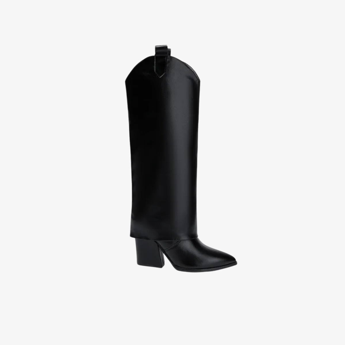 Black Western Style Boots With Covered Block Heel