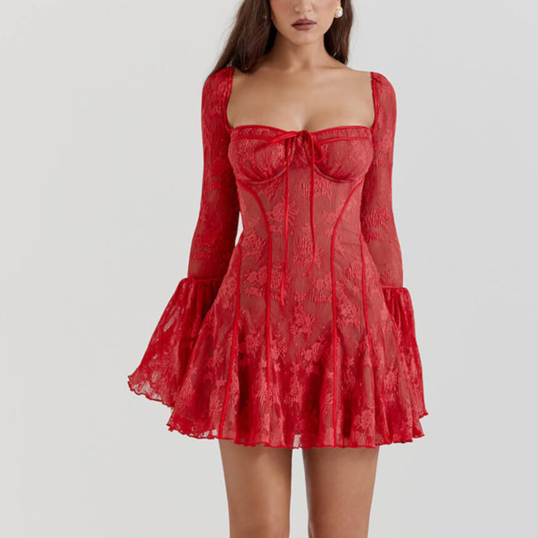 Red Vintage Lace Corset Dress