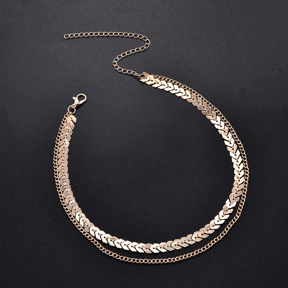 Double Layers Snake Arrow Choker Necklace