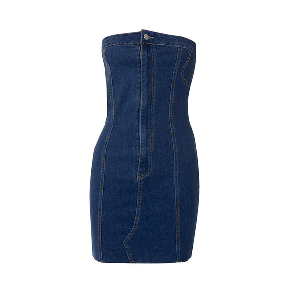 Ice blue Blue Washed jeans Denim Strapless Tube Dress – ADONIS BOUTIQUE