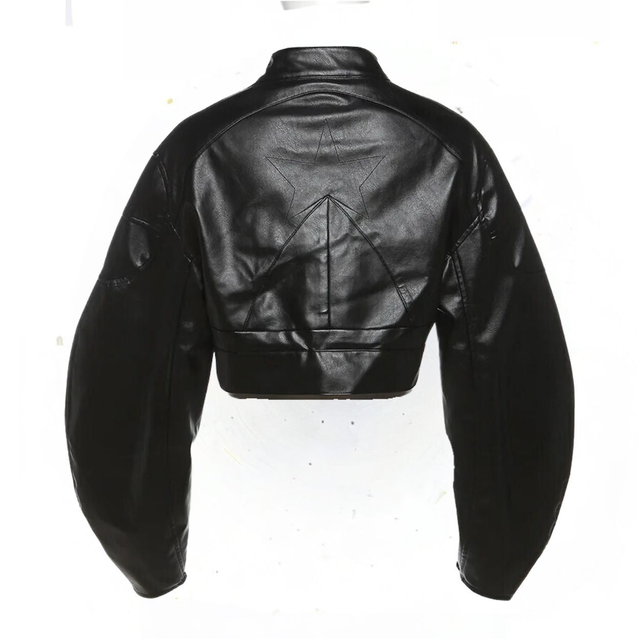 Black cropped leather Biker jacket