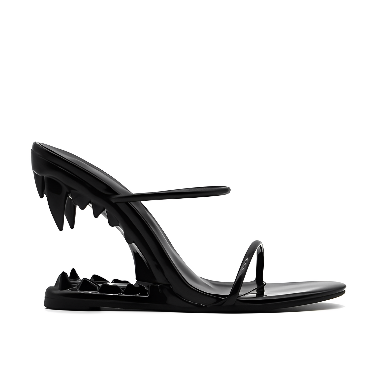 STATEMENT Feature Block Heel Court Shoe in Black Patent / Leather | Russell  & Bromley