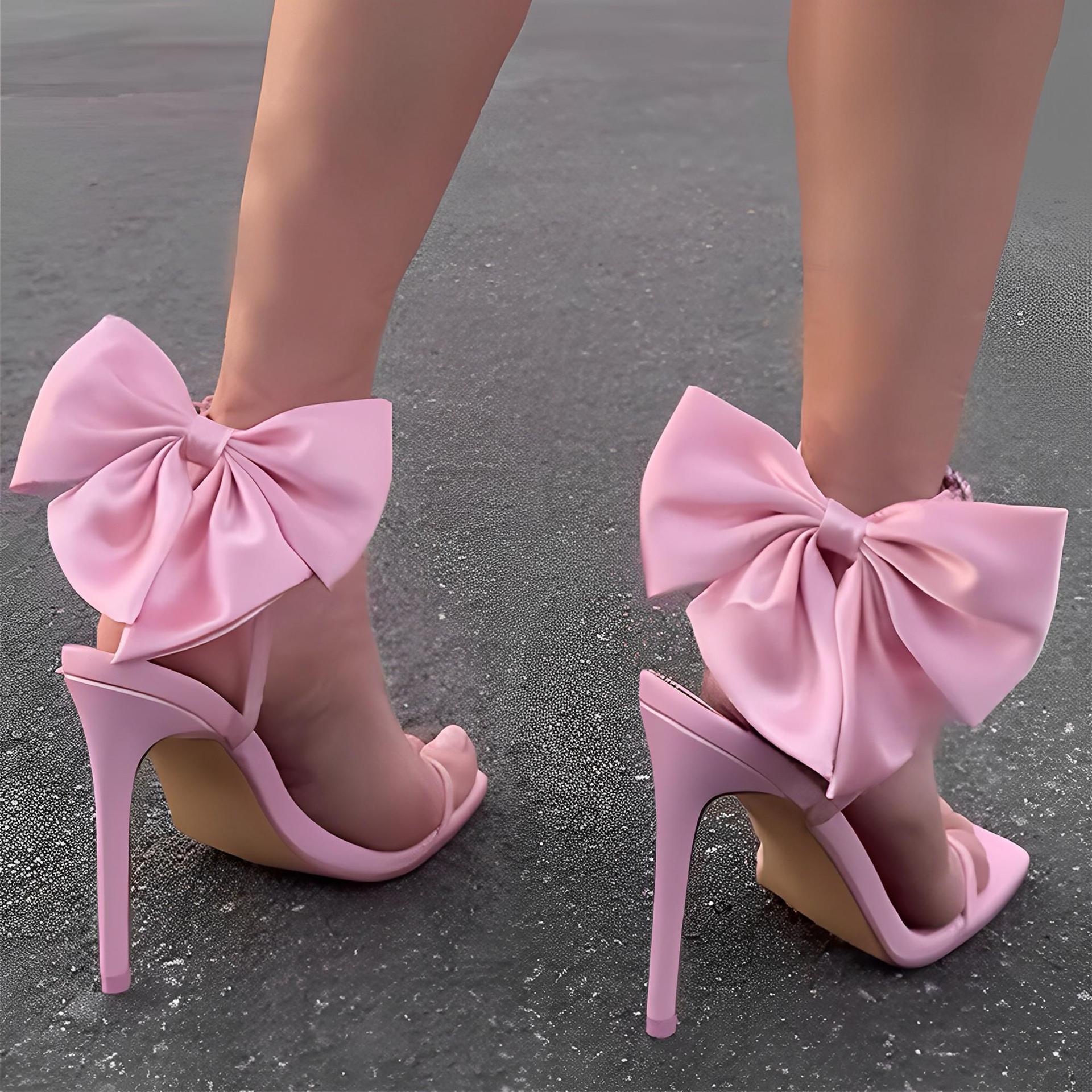 Hot pink heels with bow hotsell