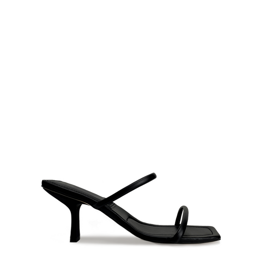 Black Double Strap Leather Sandals