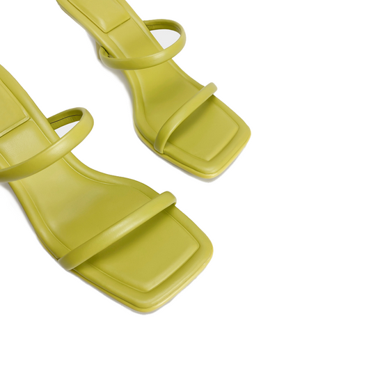 Pistachio Green Double Strap Leather Sandals