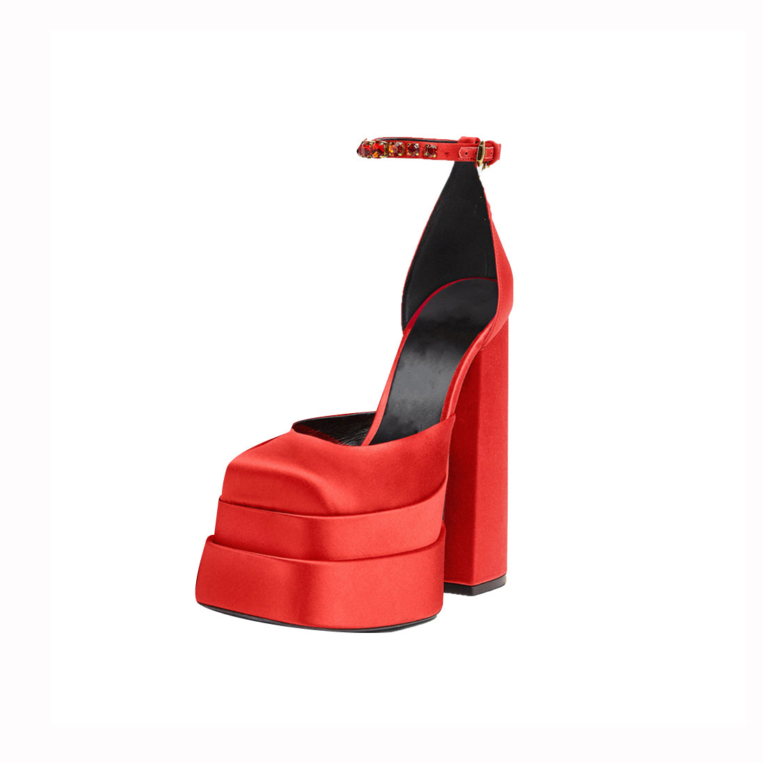 Red satin platform heels online