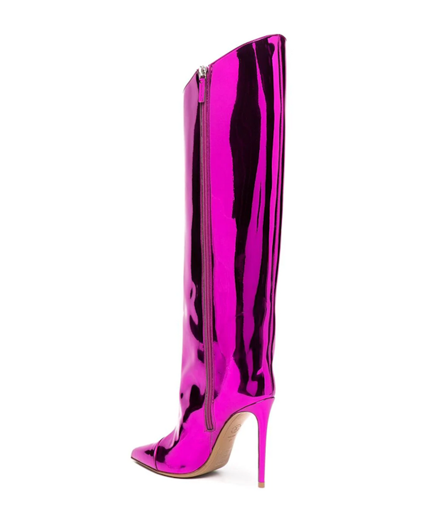 Magenta High Fashion Metallic Knee High Boots