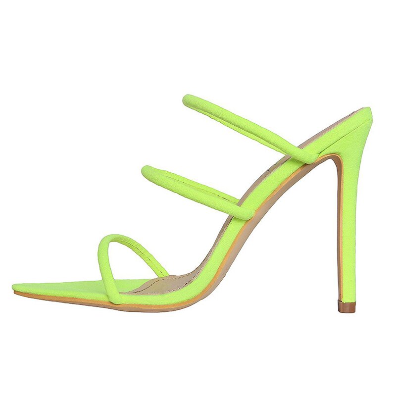 Neon Green Pointed Toe Strappy Sandals