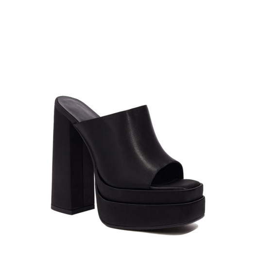 Black High-heel platform Slip On Mules