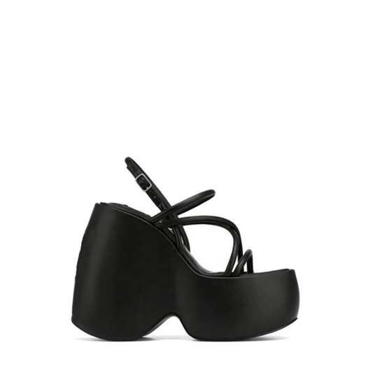 Black High-heeled platform Ankle Strap Sandals