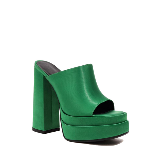 Green High-heel platform Slip On Mules