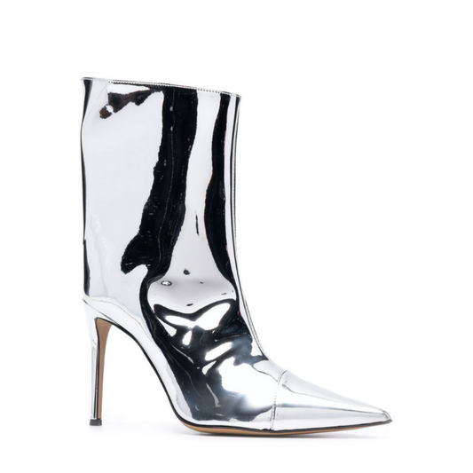 Silver High Fashion Metallic Ankle Boots