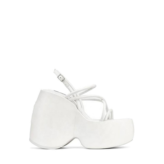 White High-heeled platform Ankle Strap Sandals